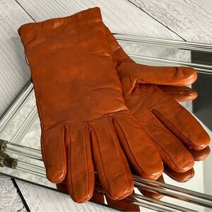 Isotoner Leather Cashmere Lined Gloves Rust / Copper, Sized 7.5, New with Tags